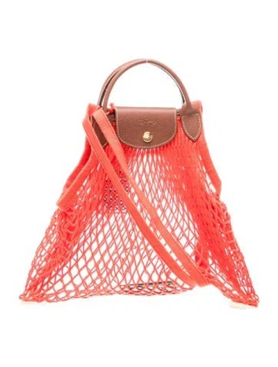 Pre-owned Longchamp Canvas Top Handle Bag W/ Tags In Red