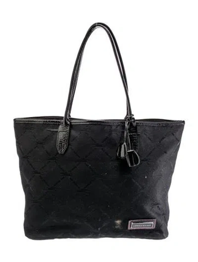 Pre-owned Longchamp Canvas Tote In Black