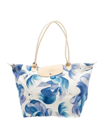 Pre-owned Longchamp Canvas Tote In Blue