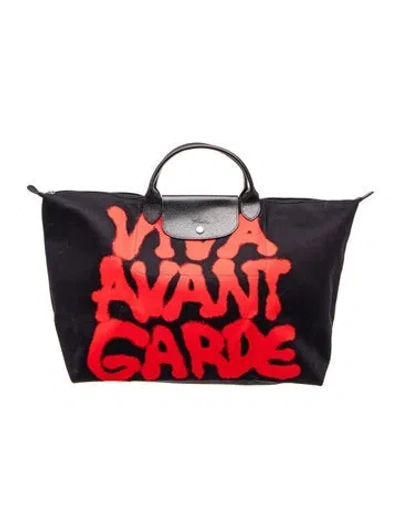 Pre-owned Longchamp Canvas Tote In Blue