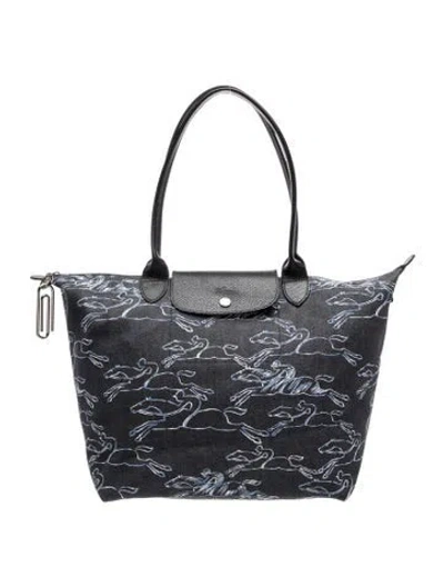 Pre-owned Longchamp Canvas Tote In Blue