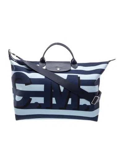 Pre-owned Longchamp Canvas Tote In Blue