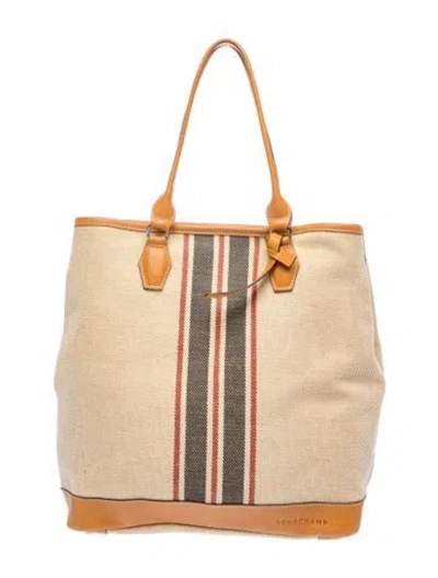 Pre-owned Longchamp Canvas Tote In Brown
