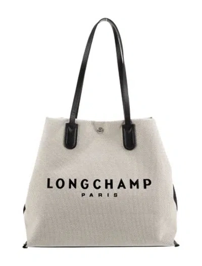 Pre-owned Longchamp Canvas Tote In Neutral
