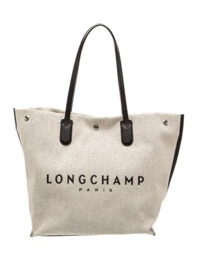 Pre-owned Longchamp Canvas Tote In Neutral