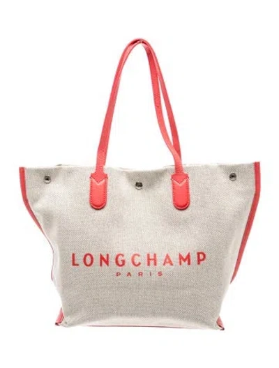 Pre-owned Longchamp Canvas Tote In Neutral