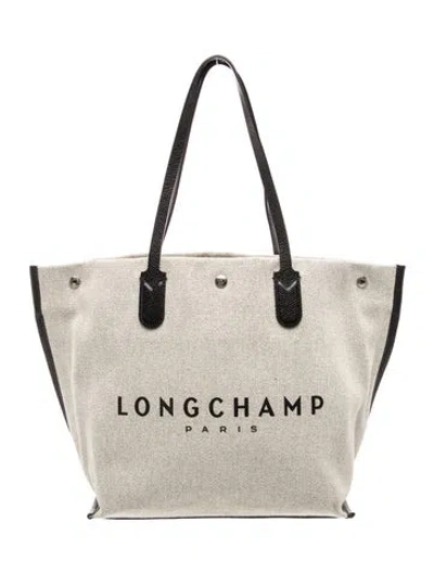 Pre-owned Longchamp Canvas Tote In Neutral