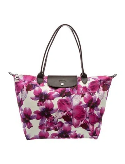 Pre-owned Longchamp Canvas Tote In Neutrals