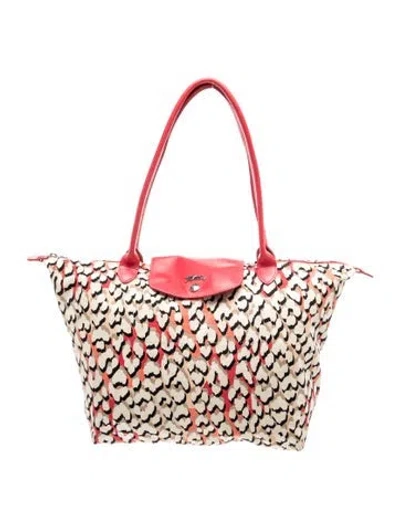 Pre-owned Longchamp Canvas Tote In Neutrals