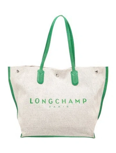 Pre-owned Longchamp Canvas Tote In Neutrals