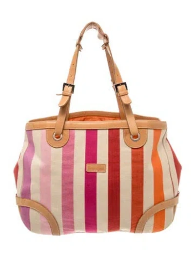 Pre-owned Longchamp Canvas Tote In Neutrals