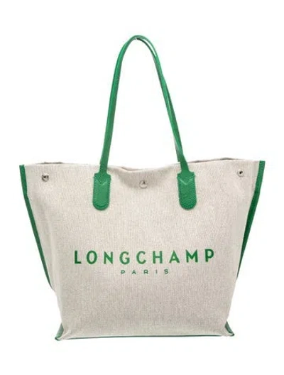 Pre-owned Longchamp Canvas Tote In Neutrals