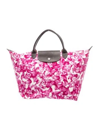Pre-owned Longchamp Canvas Tote In Pink