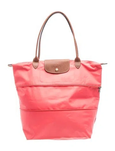 Pre-owned Longchamp Canvas Tote In Pink