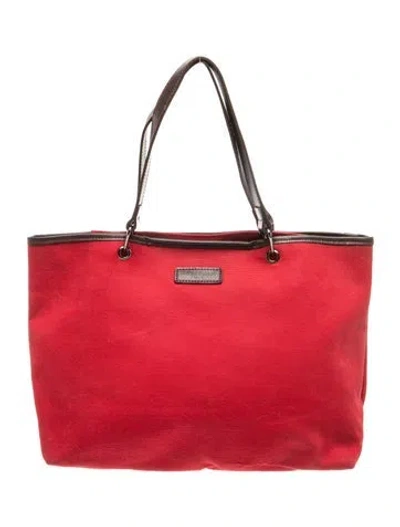 Pre-owned Longchamp Canvas Tote In Red