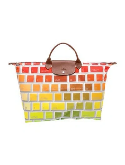 Pre-owned Longchamp Canvas Tote In Yellow