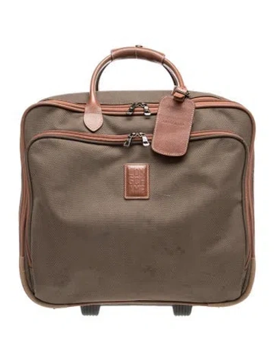 Pre-owned Longchamp Canvas Weekender Bag In Brown