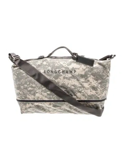 Pre-owned Longchamp Canvas Weekender Bag In Grey
