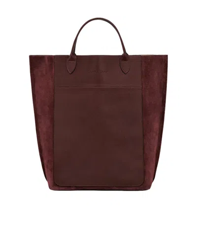 Longchamp M Cabas Logo Embossed Tote Bag In Red
