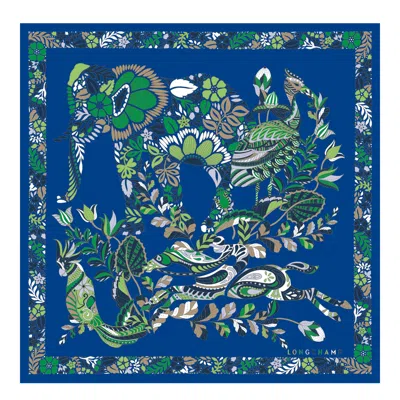 Longchamp Carré De Soie 50 Forêt  In Bright Blue
