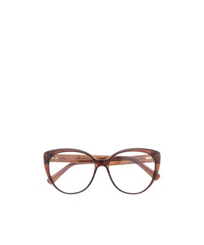 Longchamp Cat-eye Frame Logo-arm Glasses In Brown