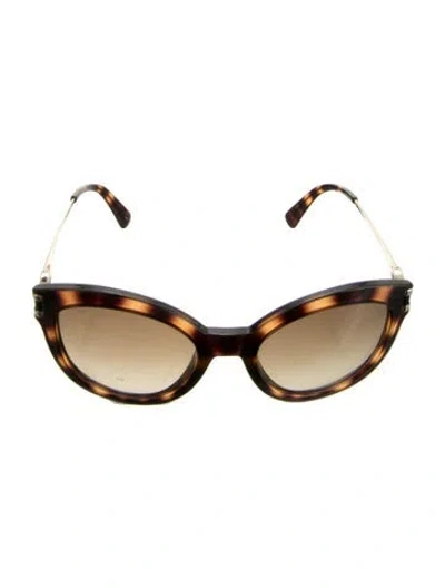 Pre-owned Longchamp Cat-eye Tinted Sunglasses In Brown