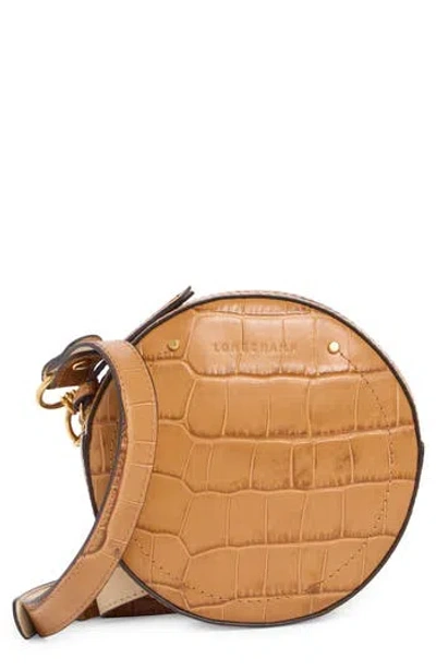Longchamp Cavalcade Croc-embossed Round Belt Bag In Brown