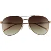 Longchamp Classic 59mm Gradient Aviator Sunglasses In Gold/khaki Gradient