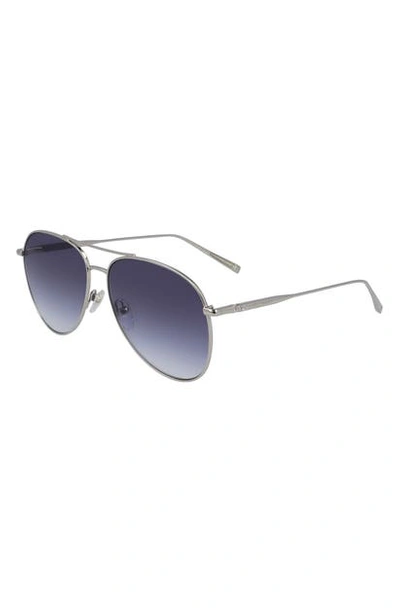Longchamp Classic 59mm Gradient Aviator Sunglasses In Silver/ Blue Gradient