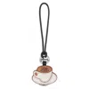 Longchamp Coffee Leather Key Ring In Multi