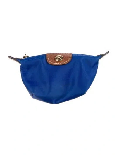 Pre-owned Longchamp Coin Purse Nylon Wallet In Blue