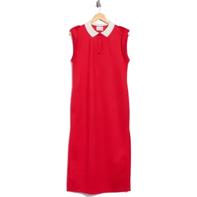 Longchamp Collared Midi Dress In Red