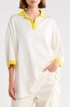 Longchamp Collared Tunic Top In Ecru