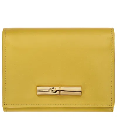 Longchamp Compact Wallet Le Roseau In Yellow