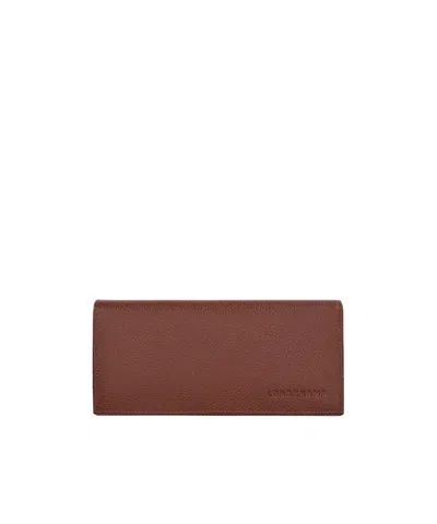 Longchamp Continental Leather Wallet In Brown