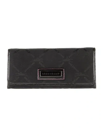 Pre-owned Longchamp Continental Wallet In Black