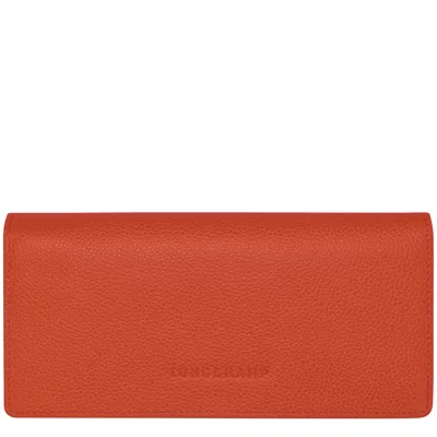 Longchamp Continental Wallet Le Foulonné In Orange