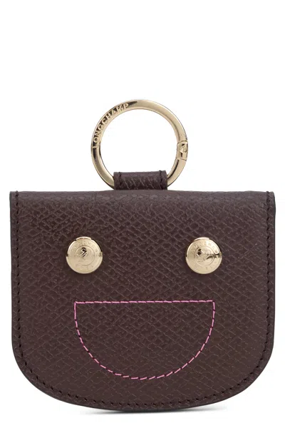 Longchamp Cowhide Leather With Ring Card Holder In Purple