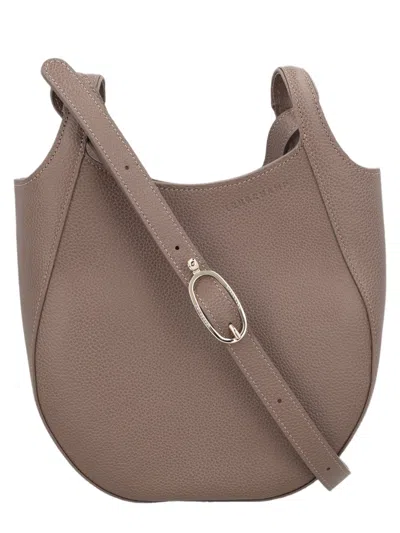 Longchamp Crescent-shaped Crossbody Bag In Textured Leather In Brown