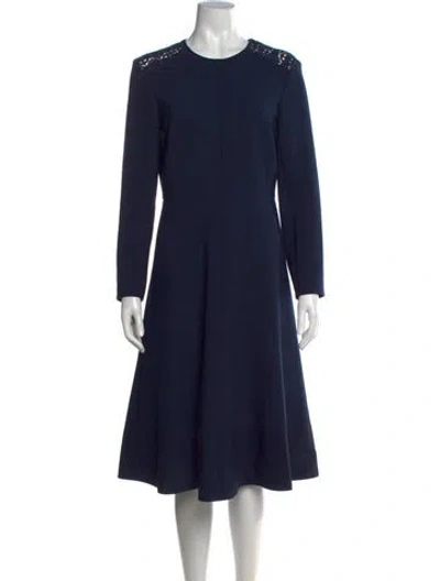 Pre-owned Longchamp Crew Neck Midi Length Dress In Blue