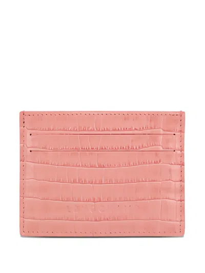 Longchamp Croc-effect Card Holder In Pink