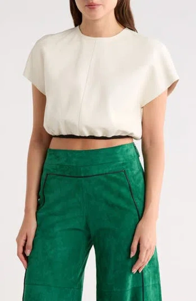 Longchamp Cropped Leather Top In White