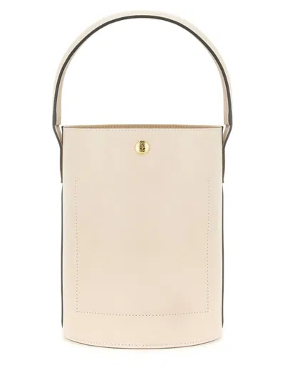 Longchamp Cuir De Russie Bucket Bag In White