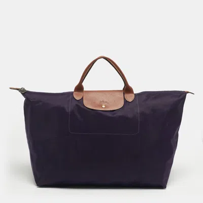 Pre-owned Longchamp Dark Purple Nylon Large Le Pliage Tote
