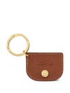 Longchamp Debossed-logo Keyring In Brown
