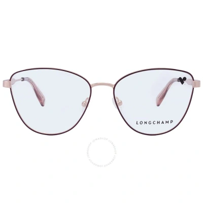 Longchamp Demo Cat Eye Ladies Eyeglasses Lo2149 772 54 In Burgundy / Gold / Rose / Rose Gold