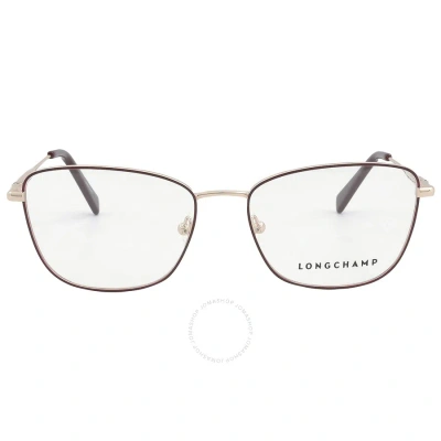 Longchamp Demo Square Unisex Eyeglasses Lo2141 772 53 In Burgundy / Gold / Rose / Rose Gold