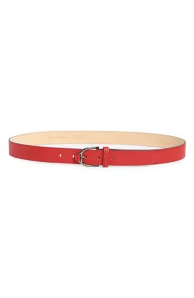 Longchamp Double Hole Leather Belt In Red