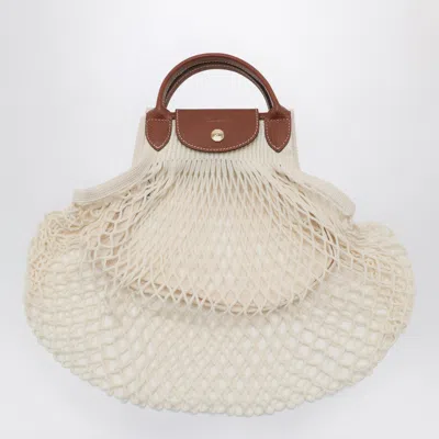 Longchamp Ecru La Pliage Filet Mini Small Shoulder Bag In White