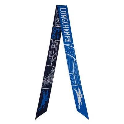 Longchamp Eiffel Tower 1948 Silk Headband In Blue